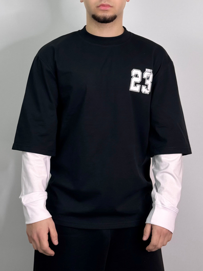 T-shirt lunga doppia manica con numero stampato