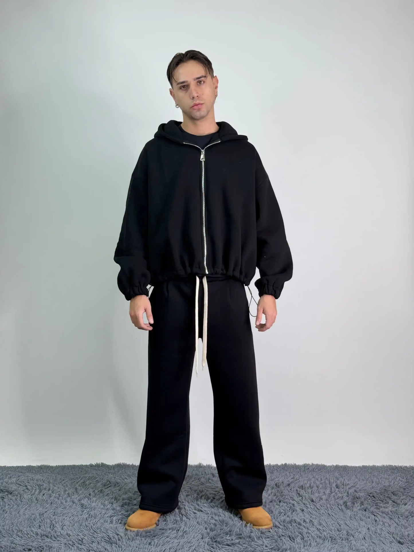 Tuta italiana cotone calda zip oversize baggy