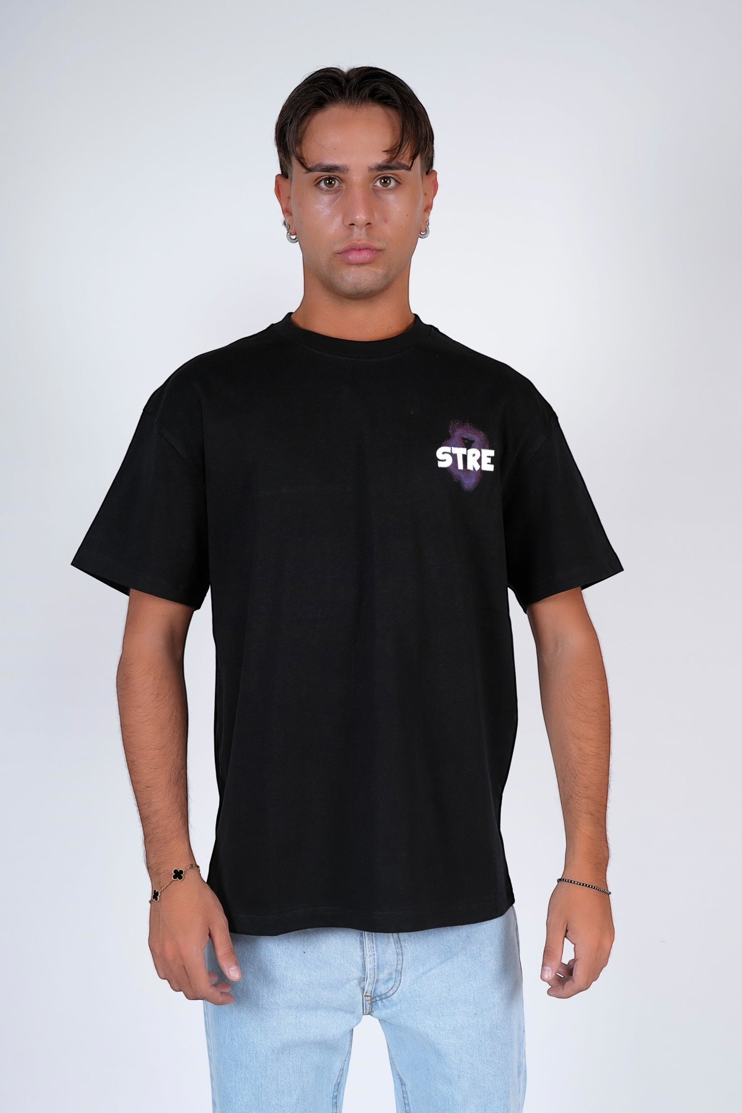 T-shirt cotone stampata e ricamata oversize