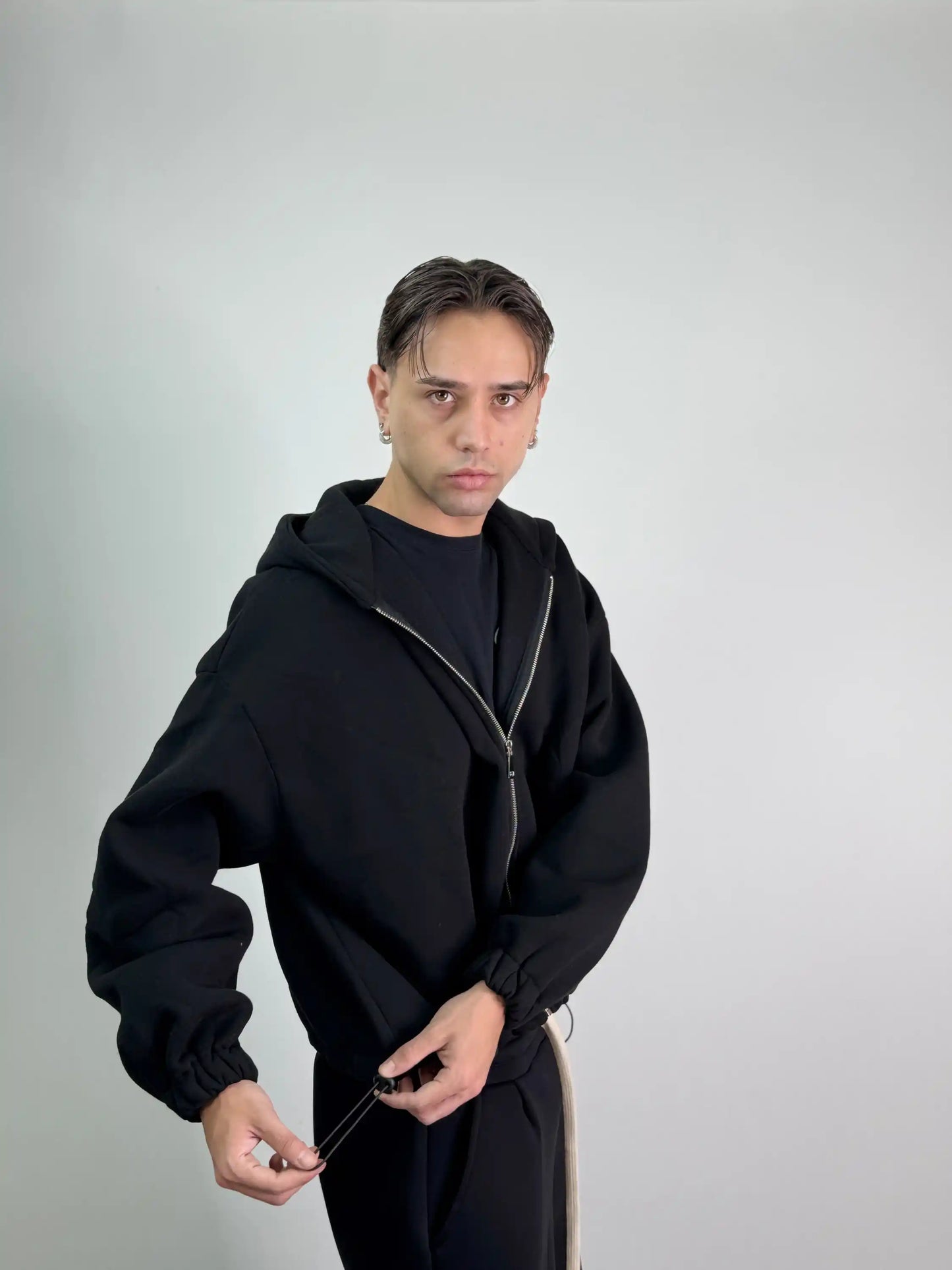 Felpa italiana calda zip boxy fit oversize