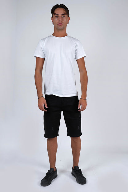 Bermuda jeans nero MICROROTTURE