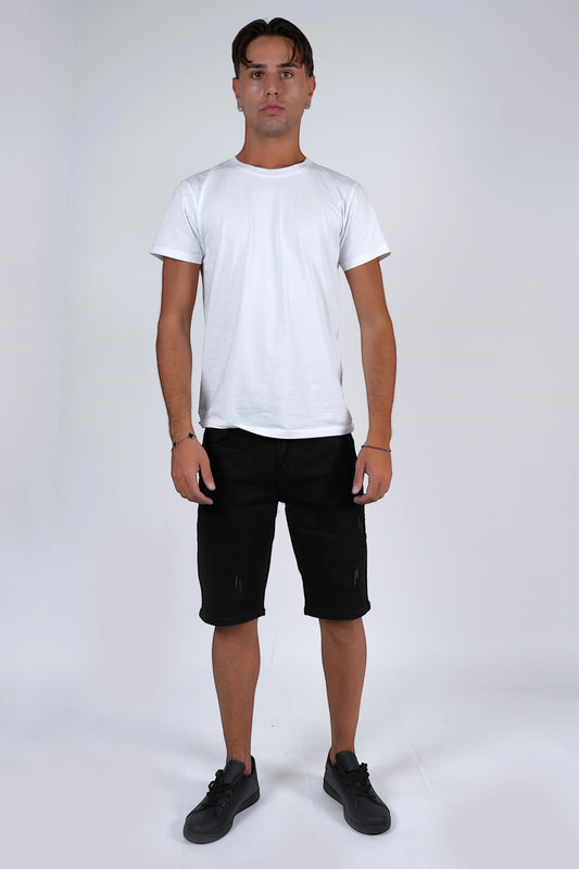 Bermuda jeans nero MICROROTTURE