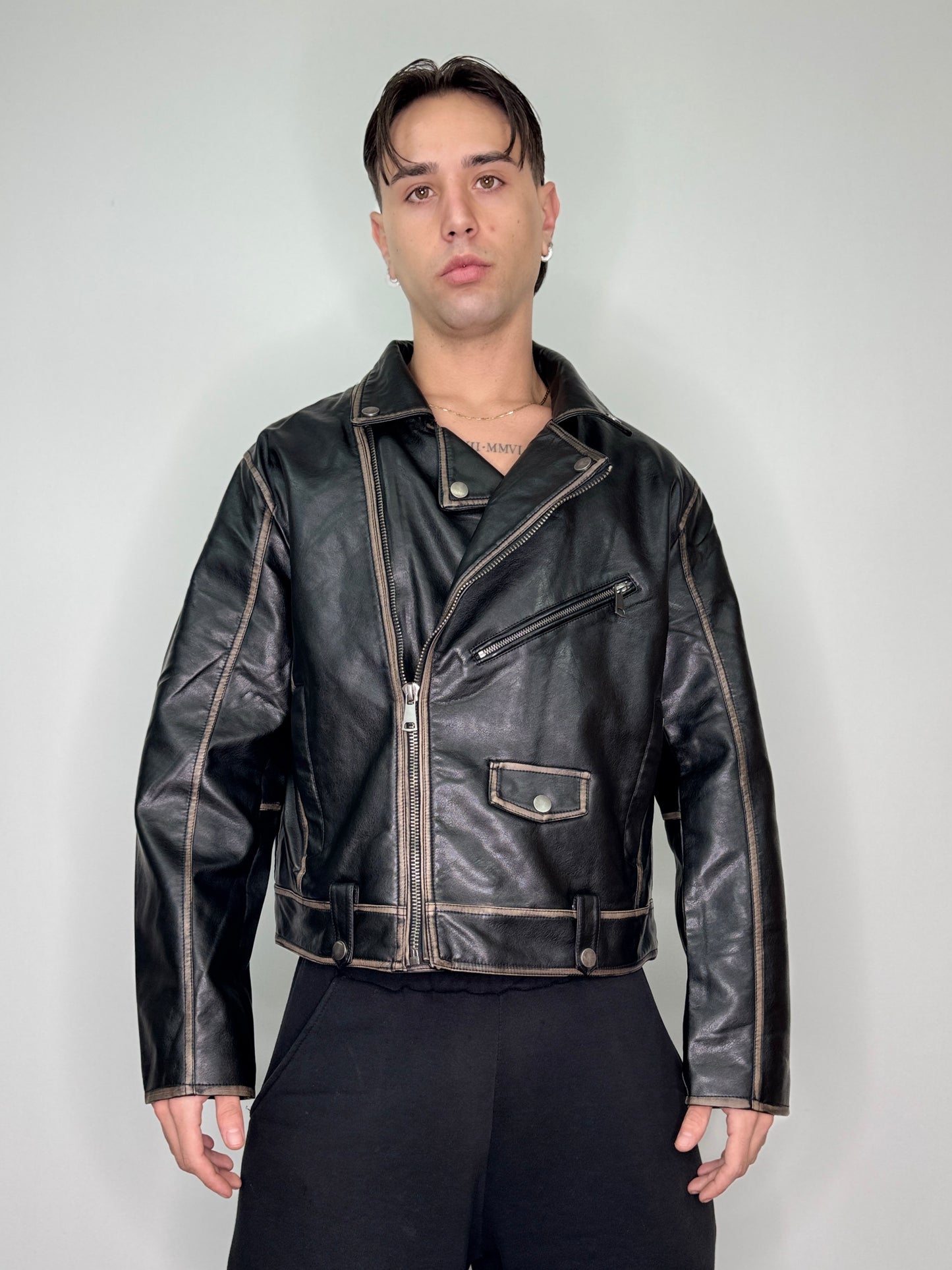 Chiodo ecopelle old baggy nero