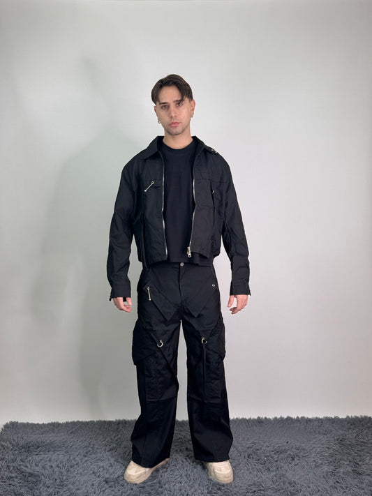 Completo oversize cropped con zip