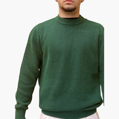 Maglione traforato verde girocollo