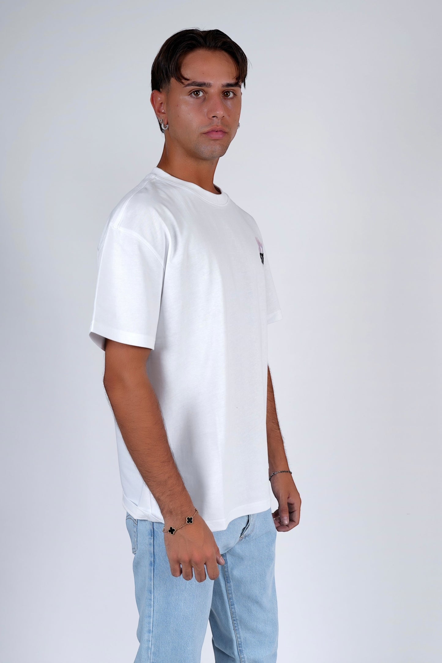 T-shirt cotone stampata e ricamata oversize