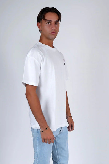 T-shirt cotone stampata e ricamata oversize