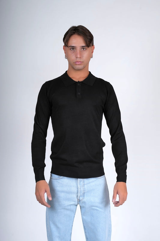 Polo lunga nero YAMAN