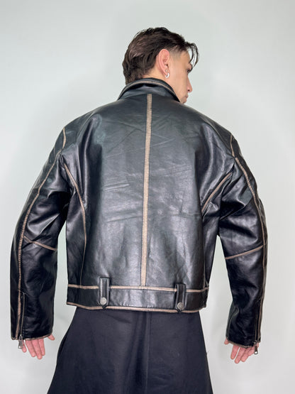 Chiodo ecopelle old baggy nero