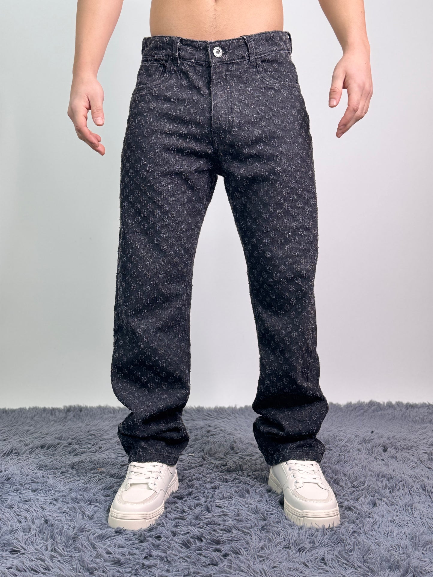 Jeans baggy fit in cotone sfrangiato