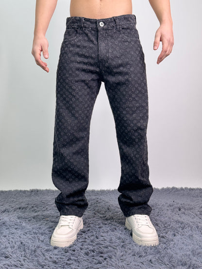 Jeans baggy fit in cotone sfrangiato