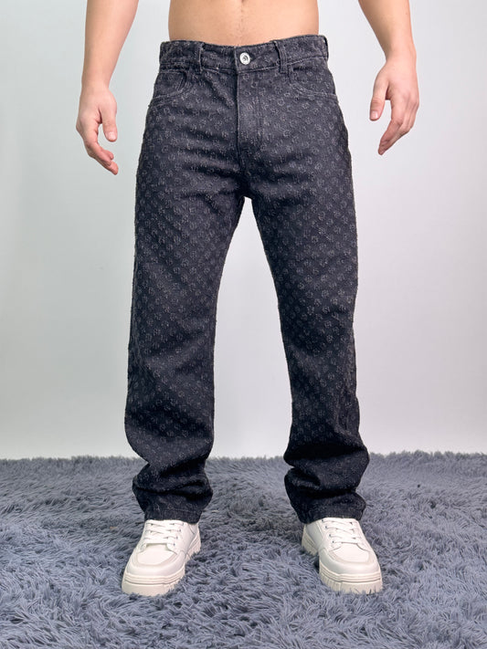 Jeans baggy fit in cotone sfrangiato