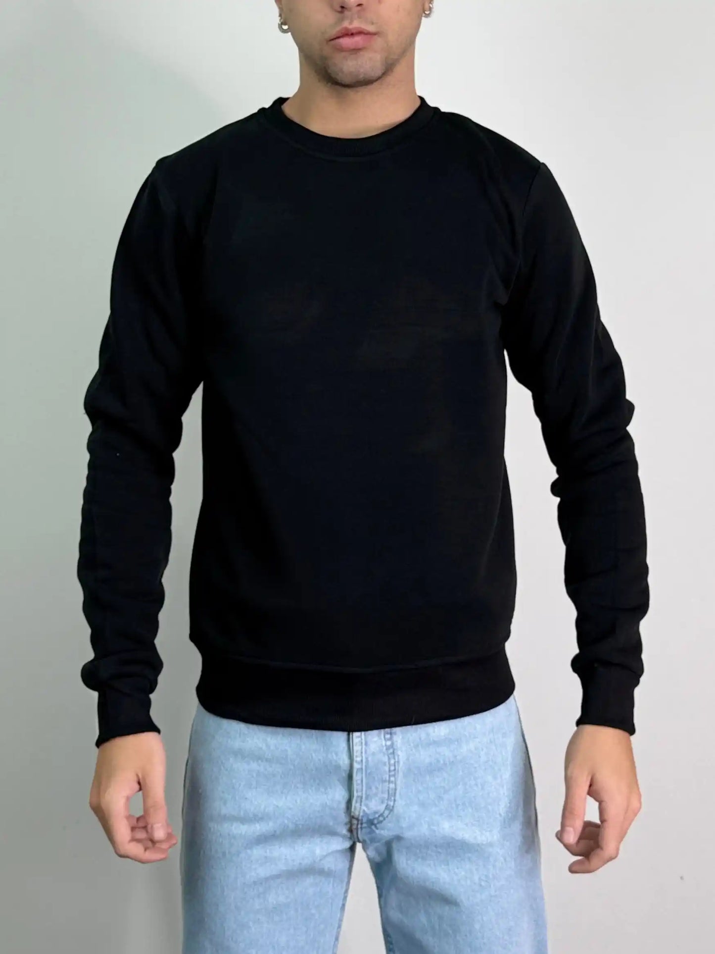 Felpa cotone felpata girocollo