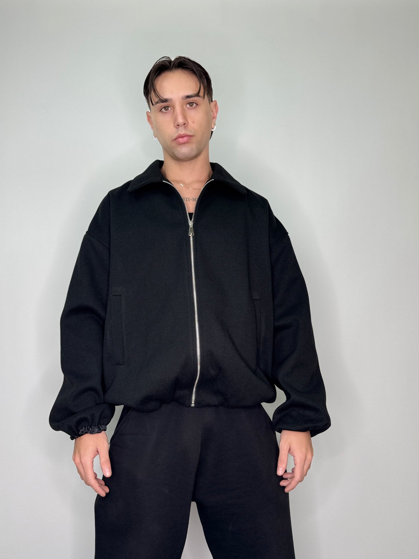 Giacca italiana zip baggy nero