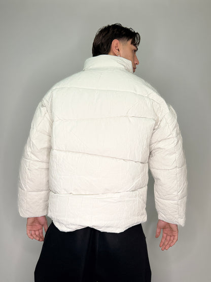 Bomber invernale zip oversize cropped bianco