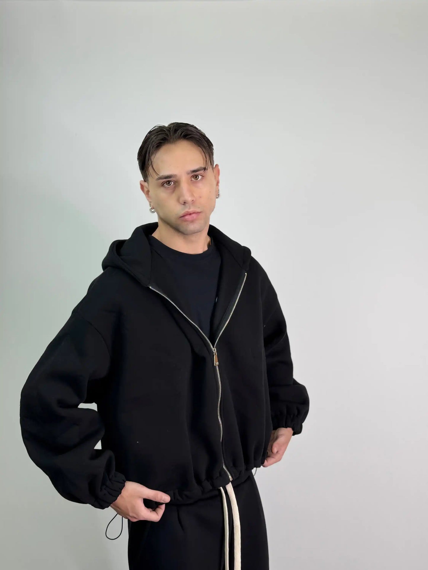 Felpa italiana calda zip boxy fit oversize