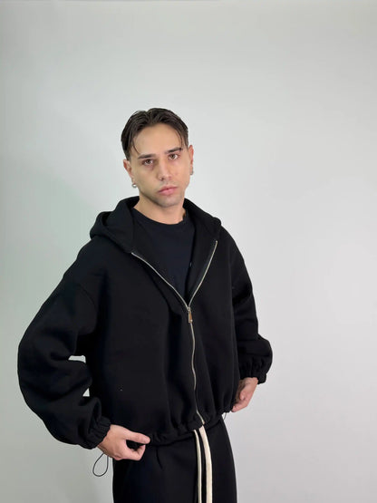 Felpa italiana calda zip boxy fit oversize