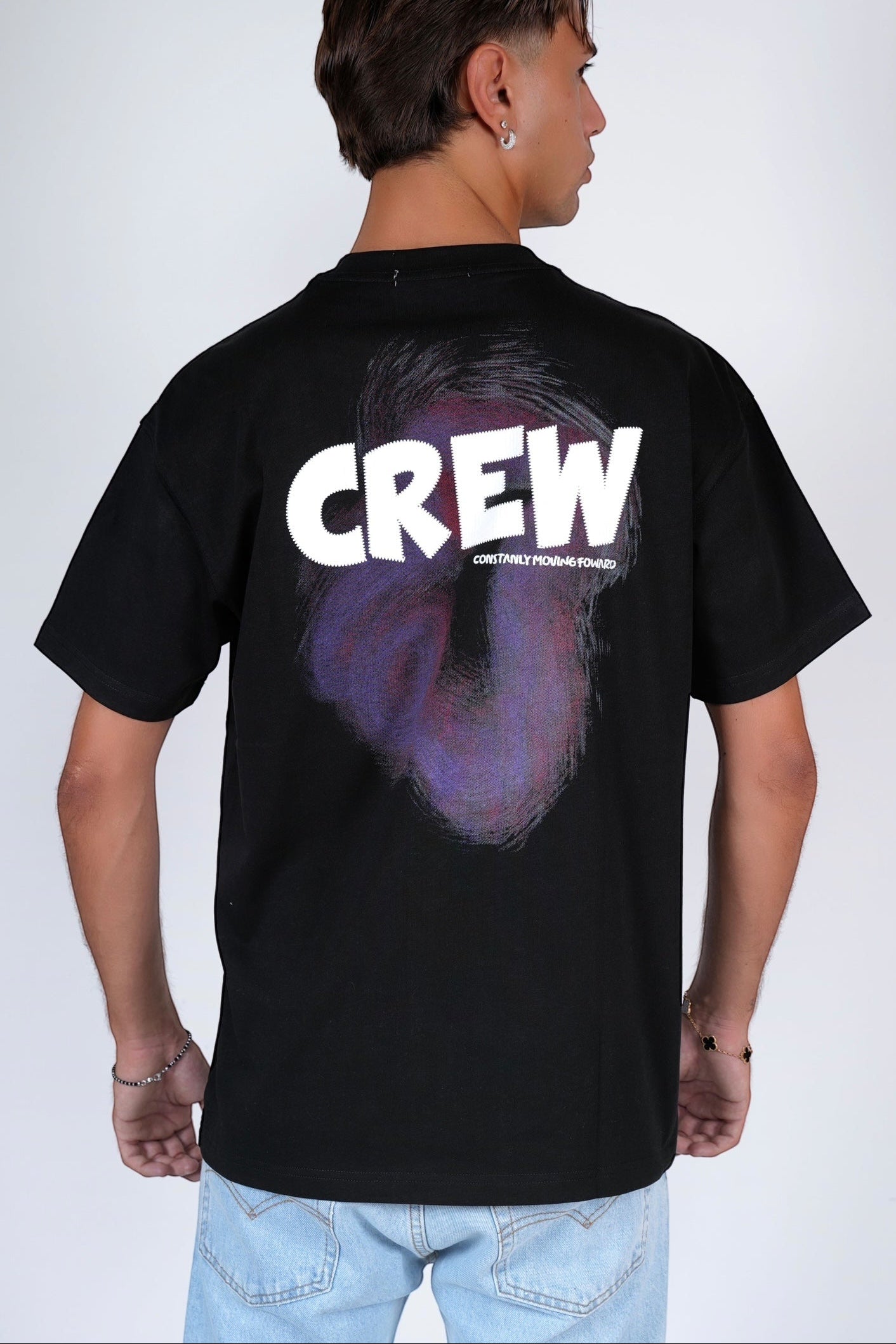 T-shirt cotone stampata e ricamata oversize