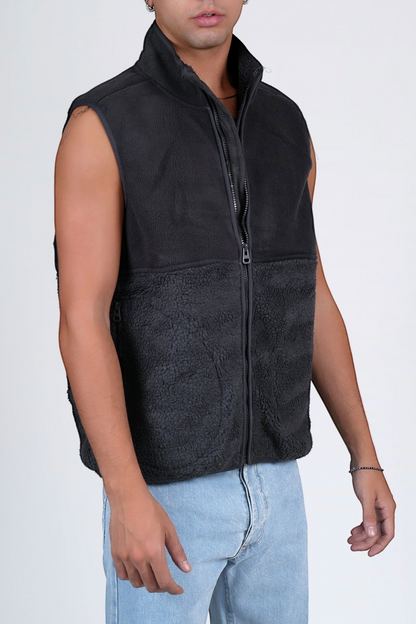 Smanicato in pile cotone caldo con zip