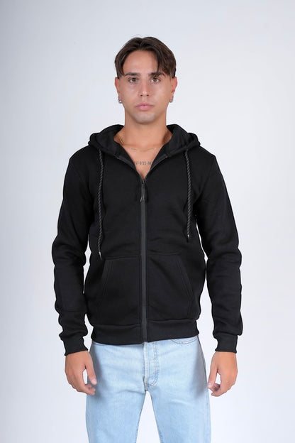 Felpa zip felpata Nero POLK
