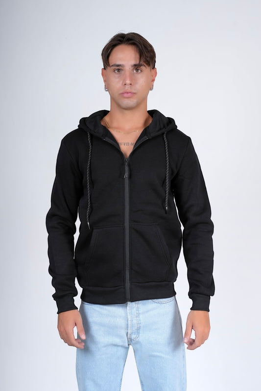 Felpa zip felpata Nero POLK