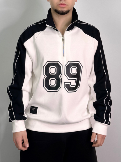 Felpa mezza zip sportiva garzata