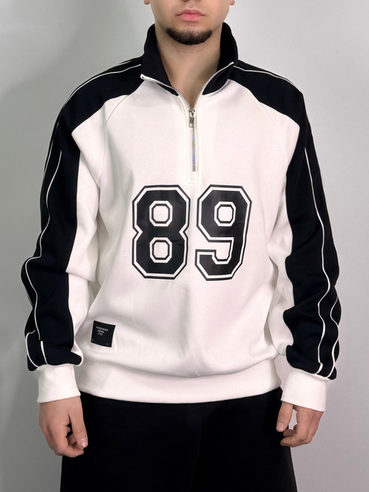 Felpa mezza zip sportiva garzata