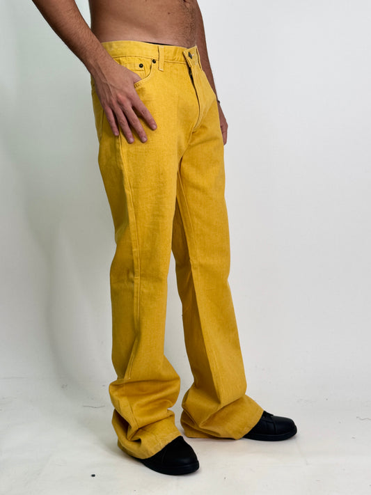 Jeans cotone invernale italiano zampa senape