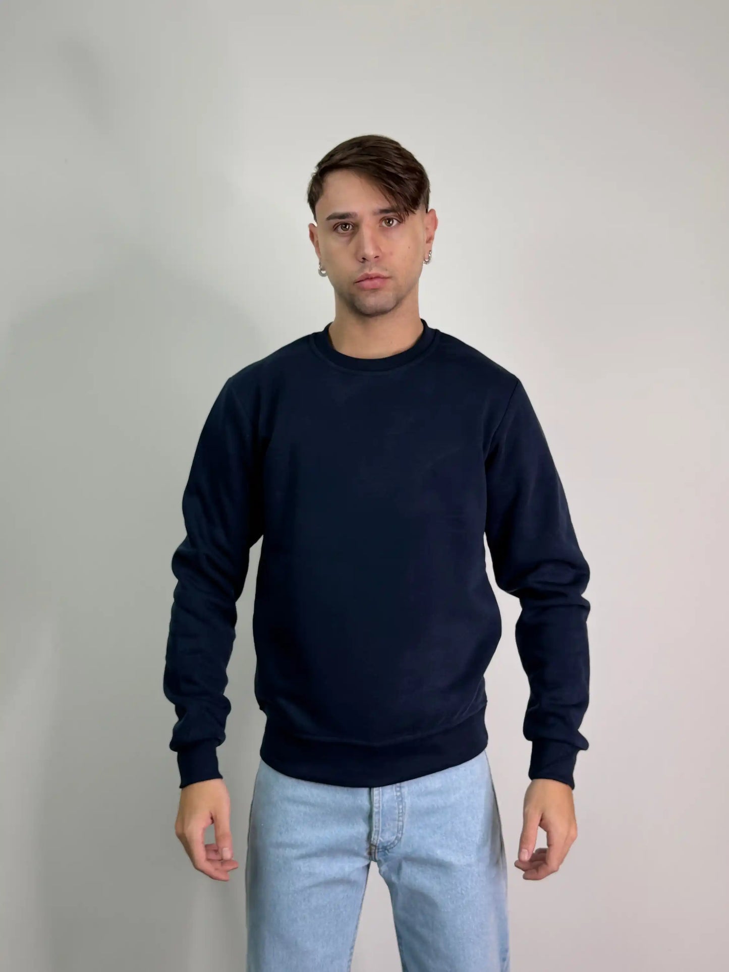 Felpa cotone felpata girocollo