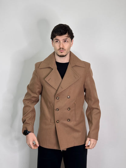 Cappotto cotone caldo italiano doppiopetto cammello