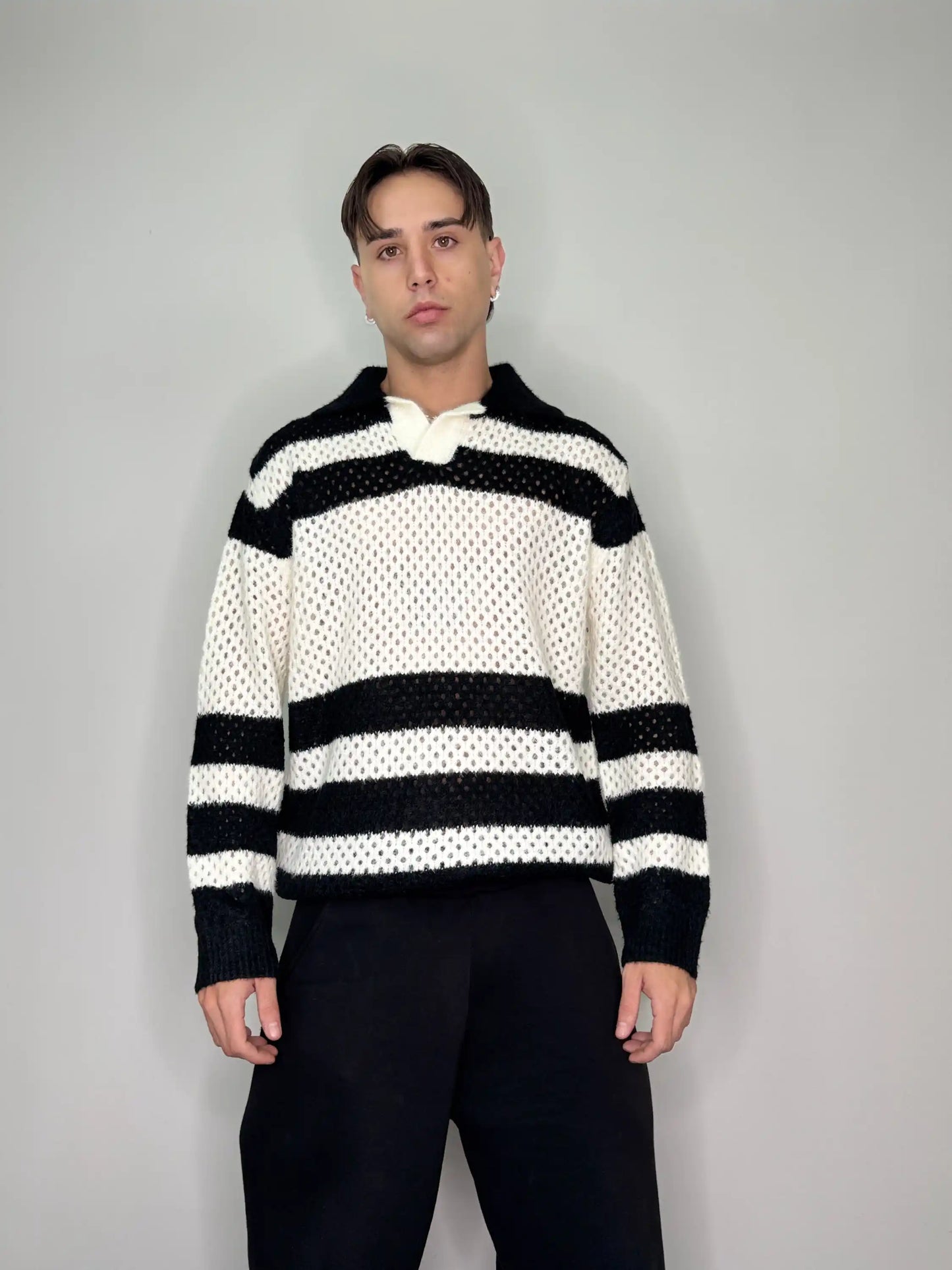 Polo traforata lunga oversize