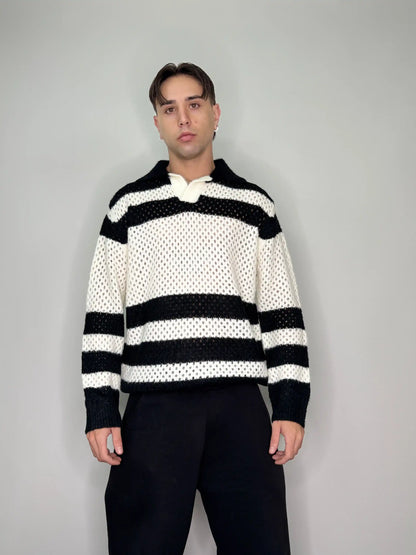 Polo traforata lunga oversize