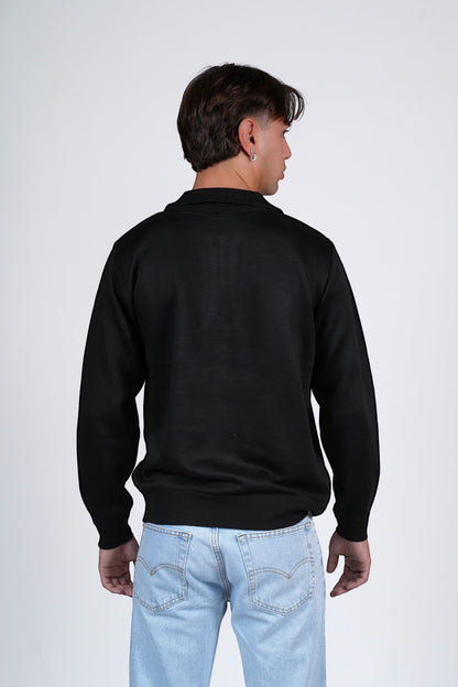 Polo mezza zip nera GILMOUR