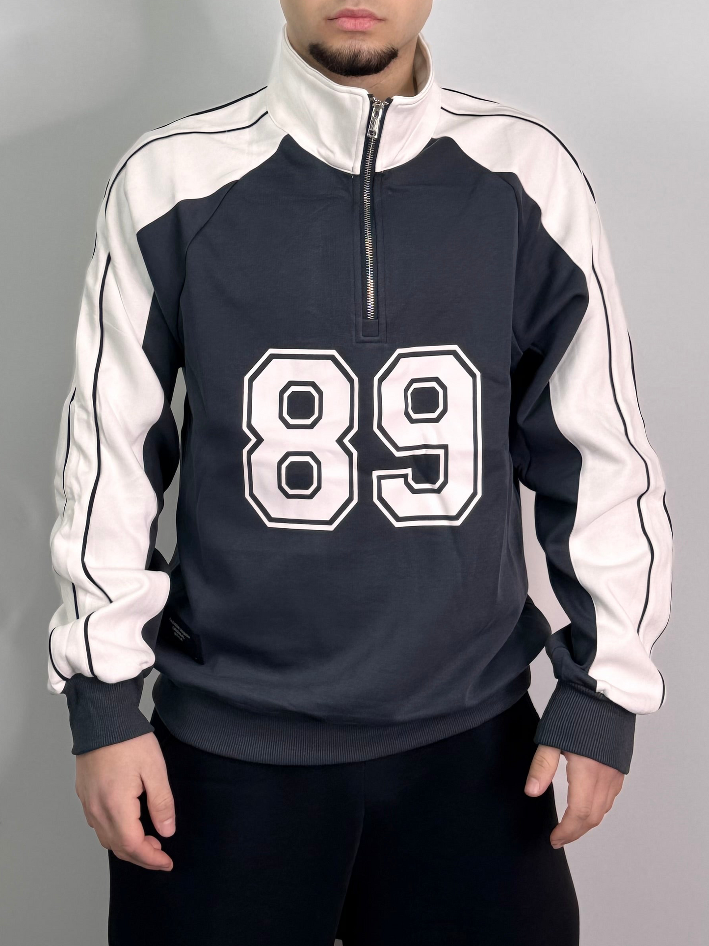 Felpa mezza zip sportiva garzata