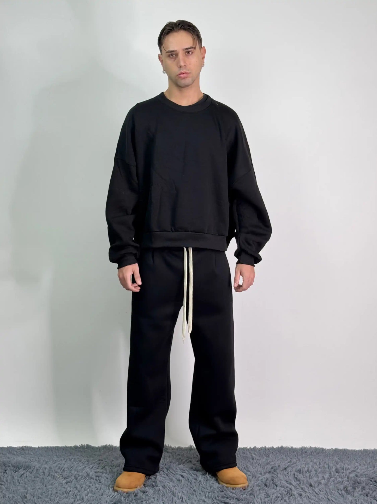 Tuta italiana cotone calda girocollo over baggy