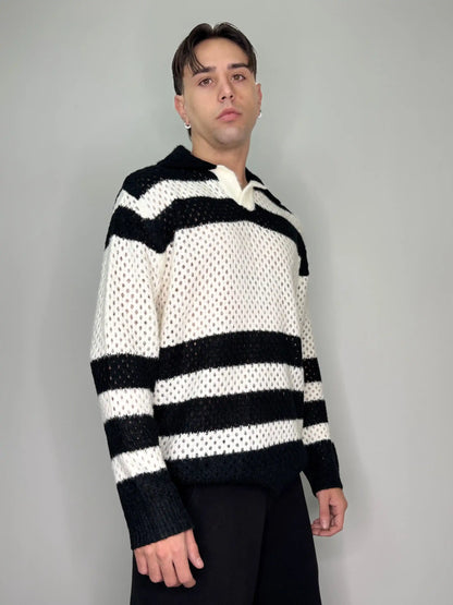 Polo traforata lunga oversize