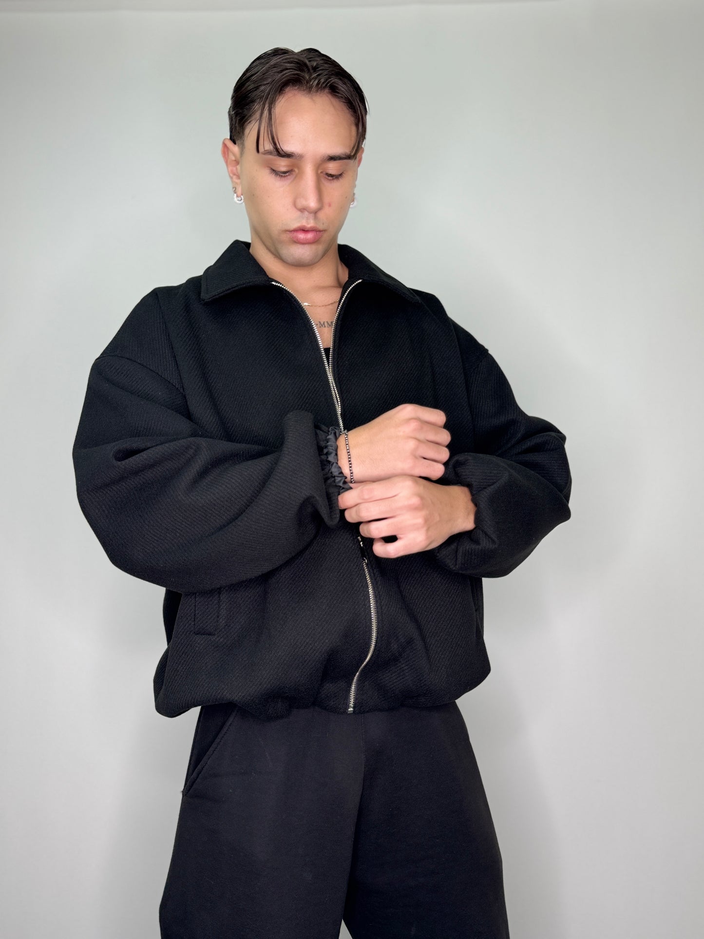 Giacca italiana zip baggy nero