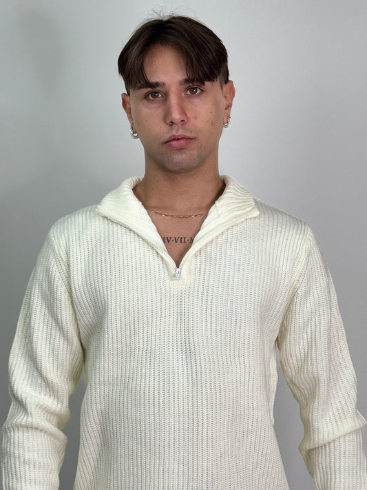 Maglione mezza zip bianco MESSI
