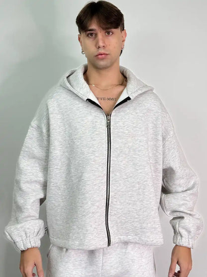 Felpa italiana calda zip boxy fit oversize