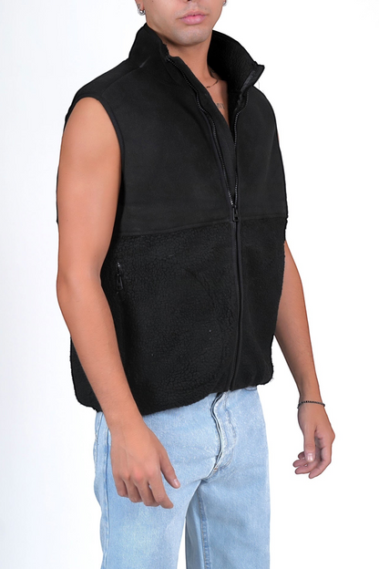 Smanicato in pile cotone caldo con zip