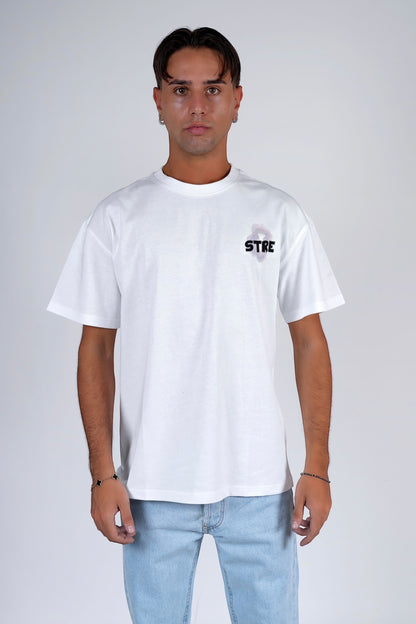 T-shirt cotone stampata e ricamata oversize