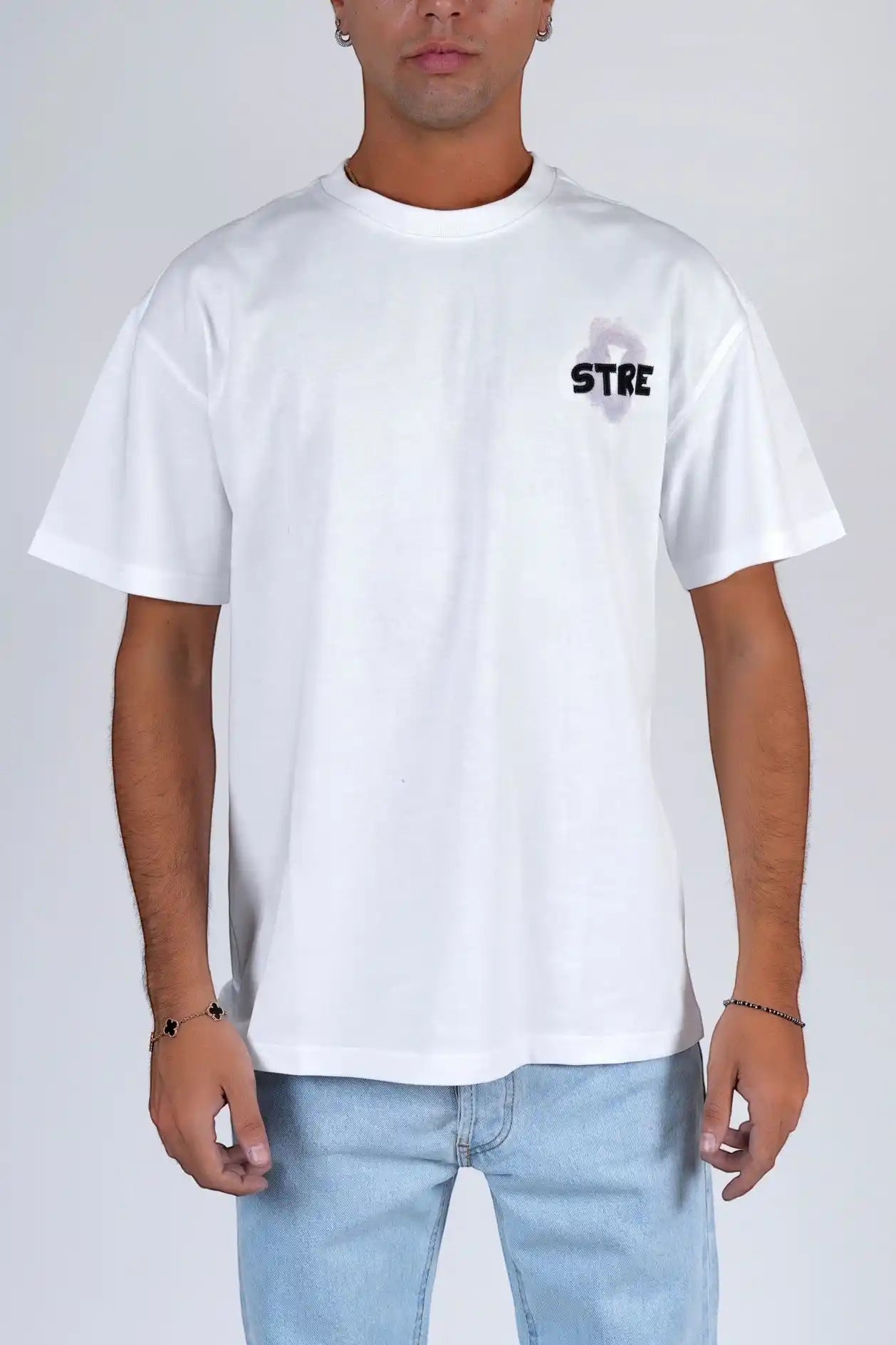 T-shirt cotone stampata e ricamata oversize