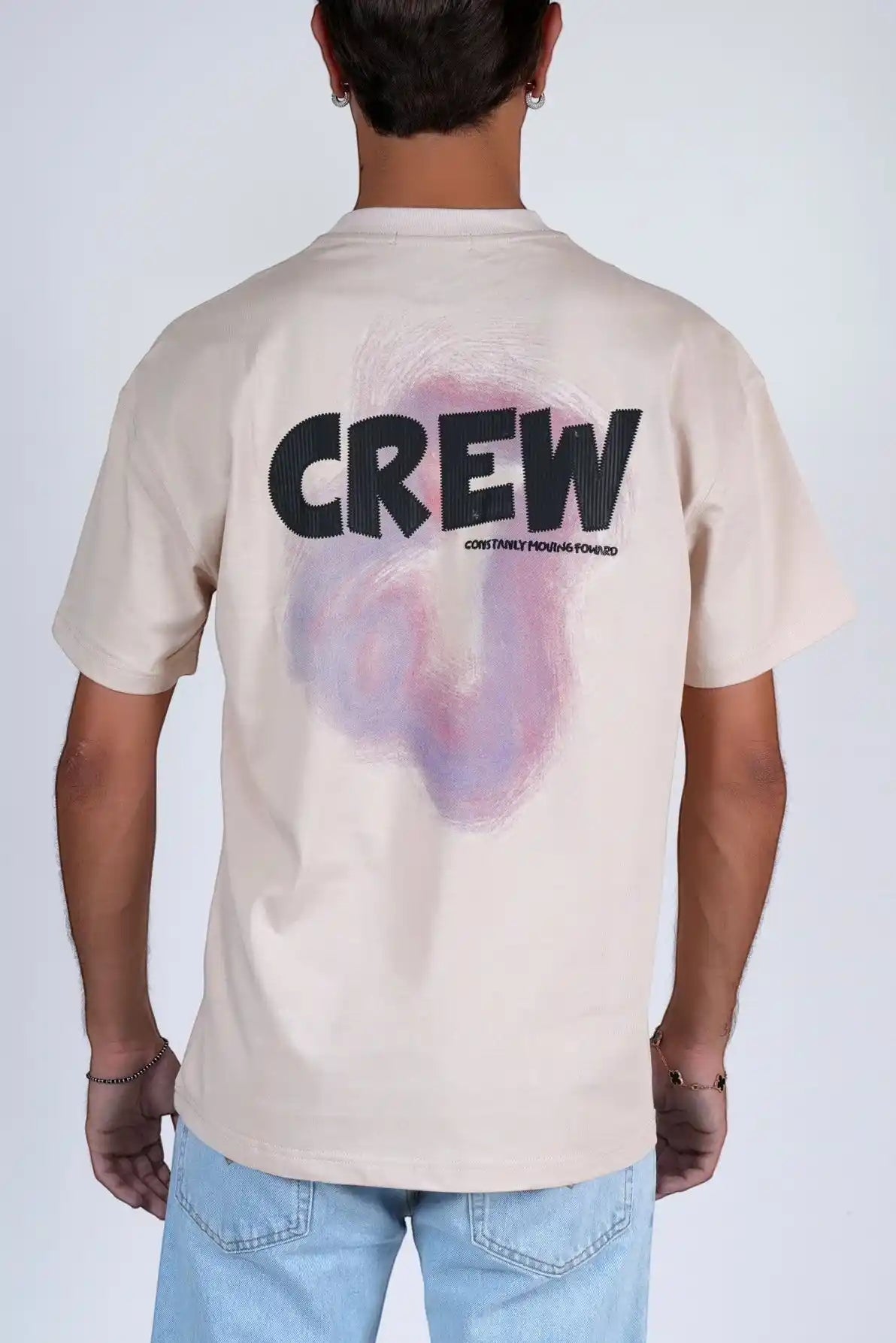 T-shirt cotone stampata e ricamata oversize