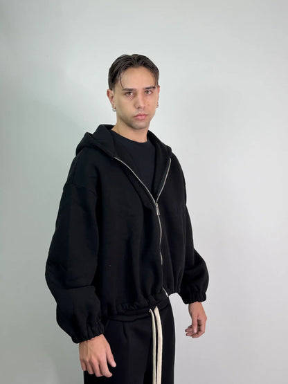 Felpa italiana calda zip boxy fit oversize