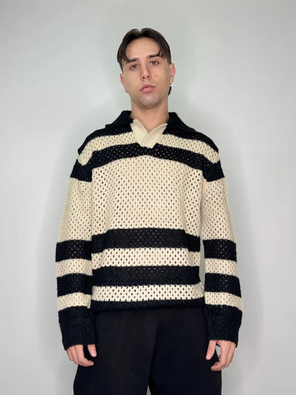 Polo traforata lunga oversize