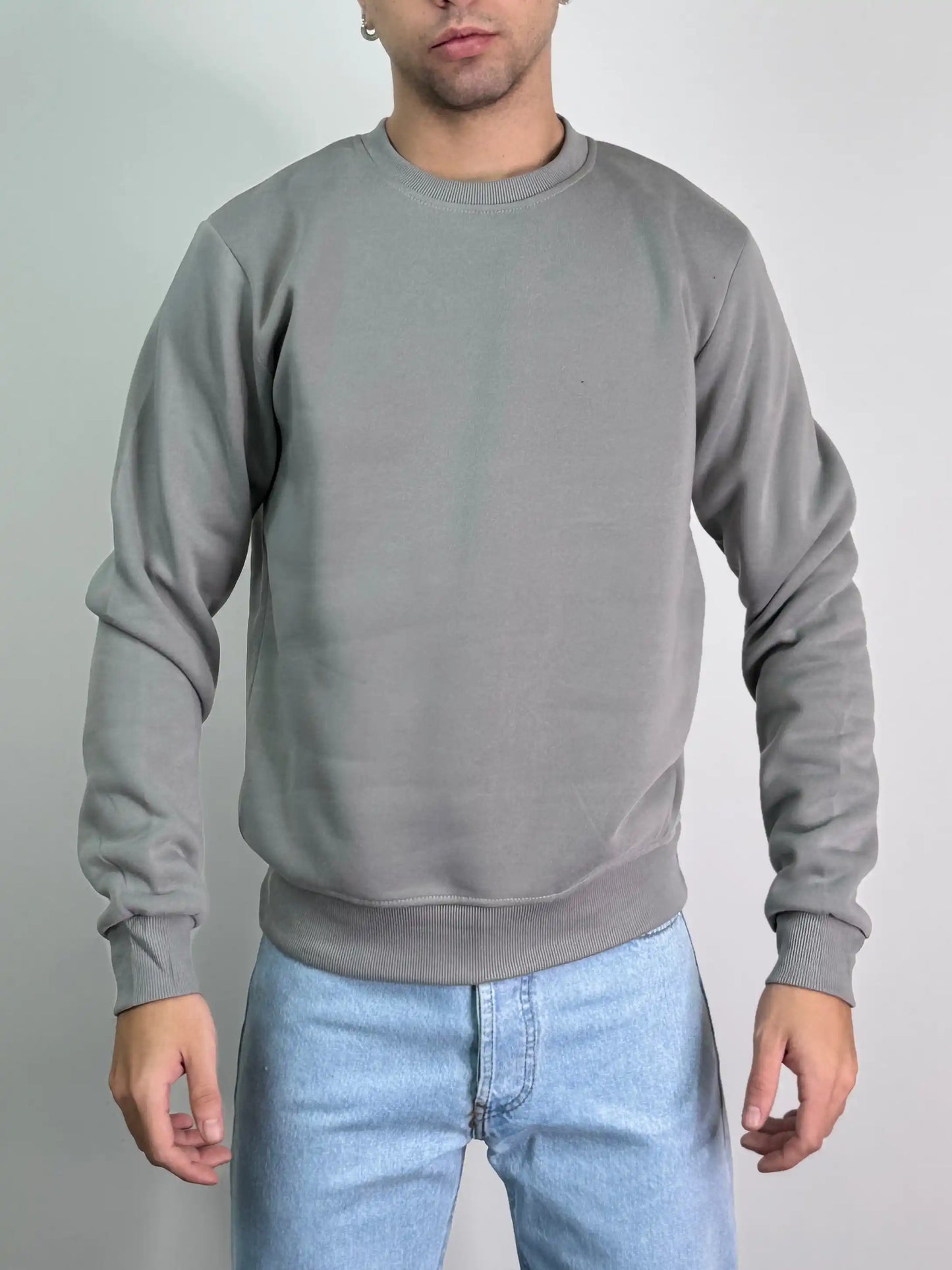 Felpa cotone felpata girocollo