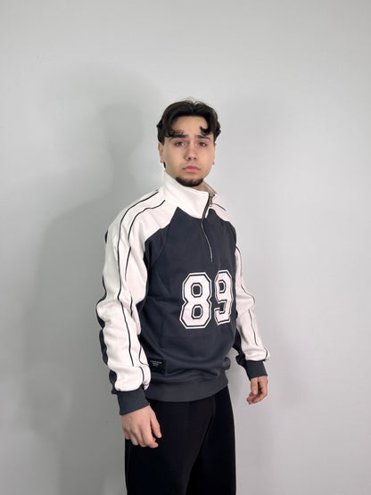 Felpa mezza zip sportiva garzata