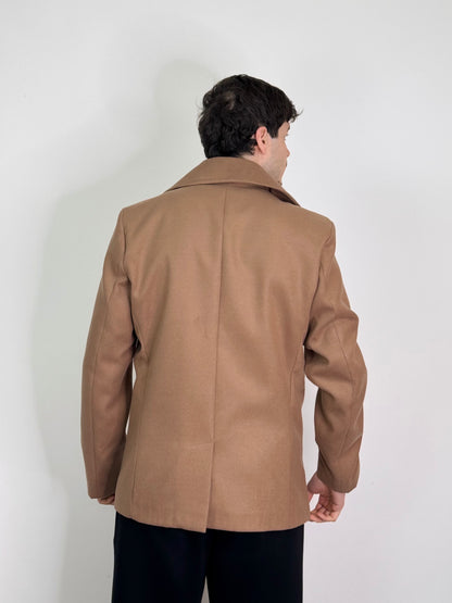 Cappotto cotone caldo italiano doppiopetto cammello