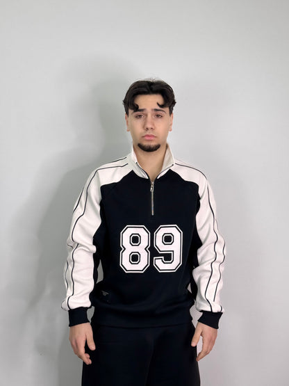 Felpa mezza zip sportiva garzata