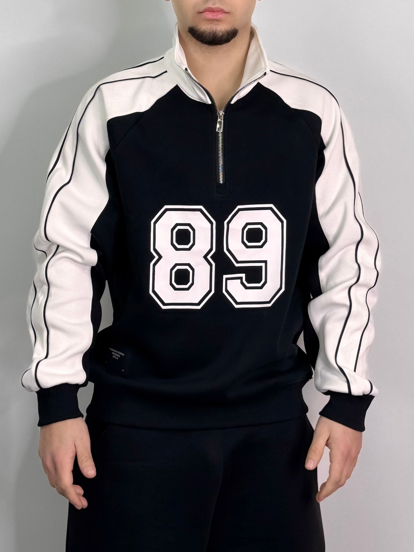 Felpa mezza zip sportiva garzata